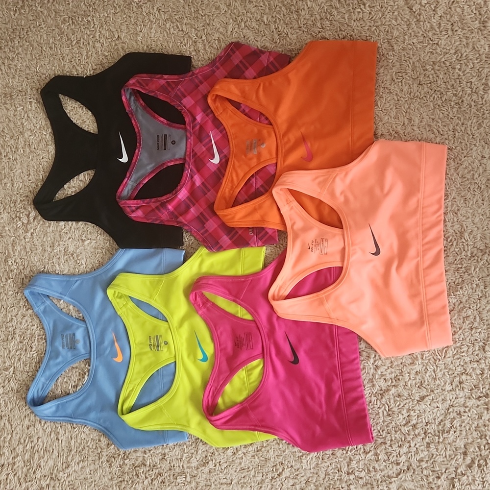 Lot of 7 Nike pro sports bras size S